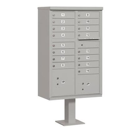 SALSBURY INDUSTRIES Salsbury Industries 3316GRY-P Cluster Box Unit - 16 A Size Doors - Type III - Gray - Private Access 3316GRY-P